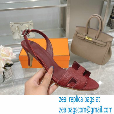 HERMES 7CM Eternite SANDALS IN EPSOM LEATHER burgundy - Click Image to Close