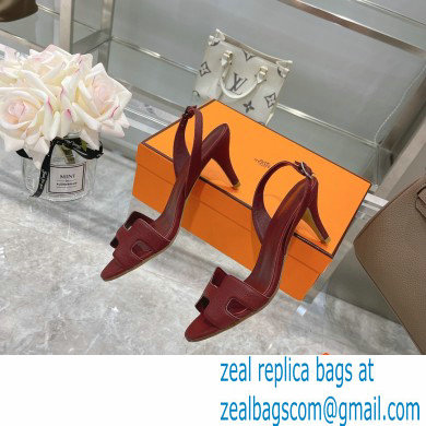 HERMES 7CM Eternite SANDALS IN EPSOM LEATHER burgundy