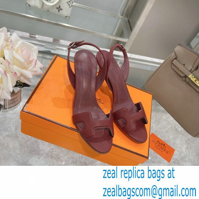 HERMES 7CM Eternite SANDALS IN EPSOM LEATHER burgundy