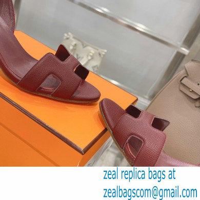 HERMES 7CM Eternite SANDALS IN EPSOM LEATHER burgundy