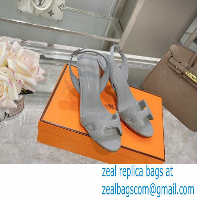 HERMES 7CM Eternite SANDALS IN EPSOM LEATHER gray - Click Image to Close