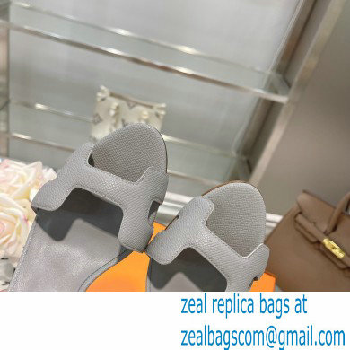 HERMES 7CM Eternite SANDALS IN EPSOM LEATHER gray