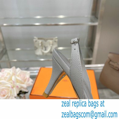 HERMES 7CM Eternite SANDALS IN EPSOM LEATHER gray