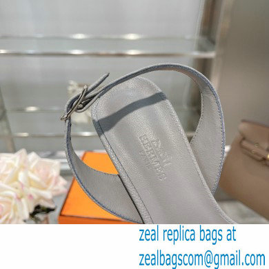 HERMES 7CM Eternite SANDALS IN EPSOM LEATHER gray