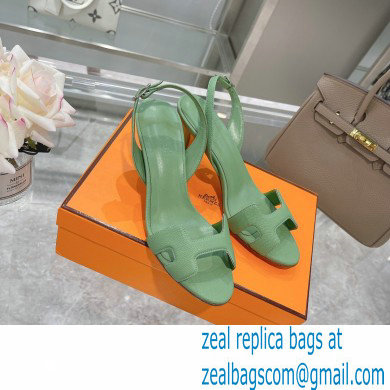 HERMES 7CM Eternite SANDALS IN EPSOM LEATHER green