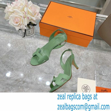 HERMES 7CM Eternite SANDALS IN EPSOM LEATHER green