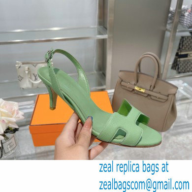 HERMES 7CM Eternite SANDALS IN EPSOM LEATHER green