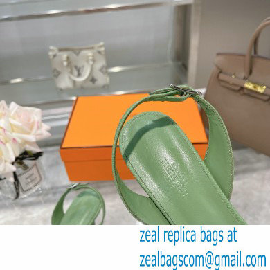 HERMES 7CM Eternite SANDALS IN EPSOM LEATHER green - Click Image to Close