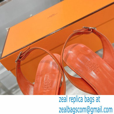 HERMES 7CM Eternite SANDALS IN EPSOM LEATHER orange