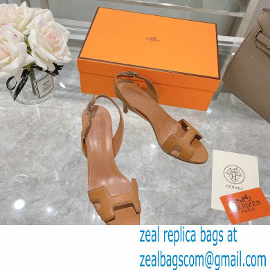 HERMES 7CM Eternite SANDALS IN EPSOM LEATHER tan