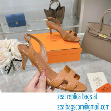 HERMES 7CM Eternite SANDALS IN EPSOM LEATHER tan