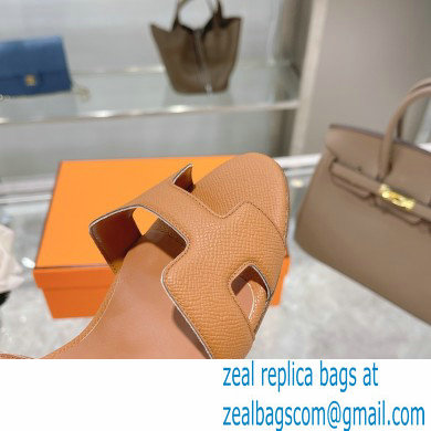 HERMES 7CM Eternite SANDALS IN EPSOM LEATHER tan