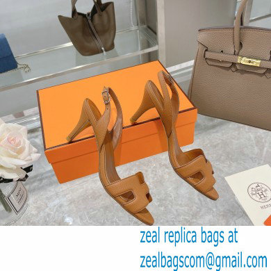 HERMES 7CM Eternite SANDALS IN EPSOM LEATHER tan