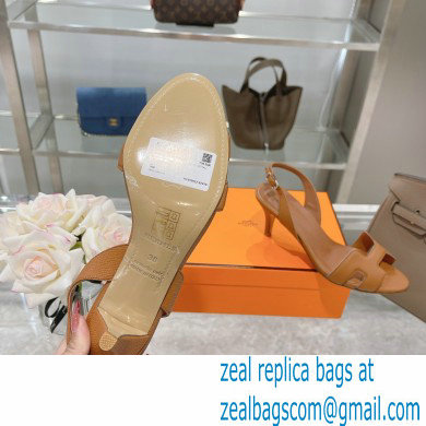 HERMES 7CM Eternite SANDALS IN EPSOM LEATHER tan