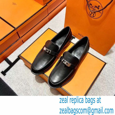 Hermes Leather kelly Loafers BLACK