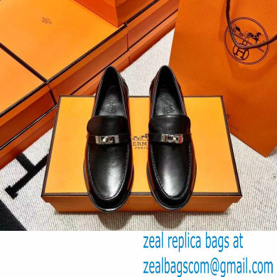 Hermes Leather kelly Loafers BLACK