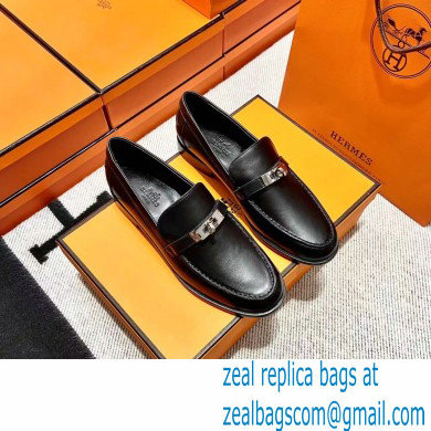 Hermes Leather kelly Loafers BLACK - Click Image to Close