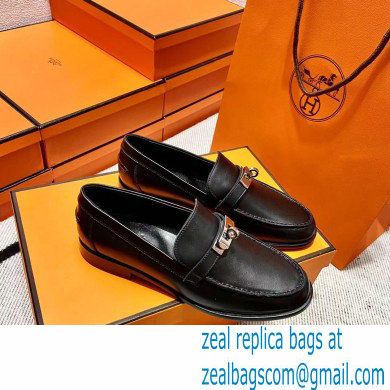 Hermes Leather kelly Loafers BLACK - Click Image to Close