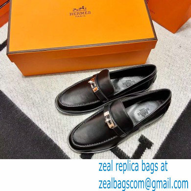 Hermes Leather kelly Loafers BLACK - Click Image to Close