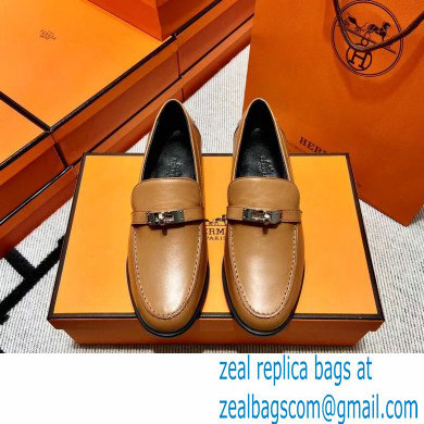 Hermes Leather kelly Loafers TAN
