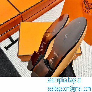 Hermes Leather kelly Loafers TAN