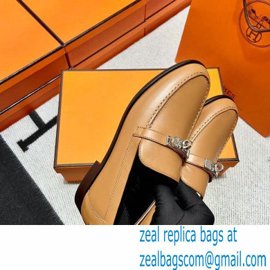 Hermes Leather kelly Loafers TAN - Click Image to Close