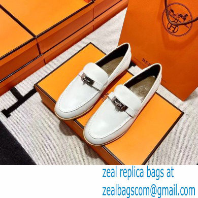 Hermes Leather kelly Loafers WHITE - Click Image to Close