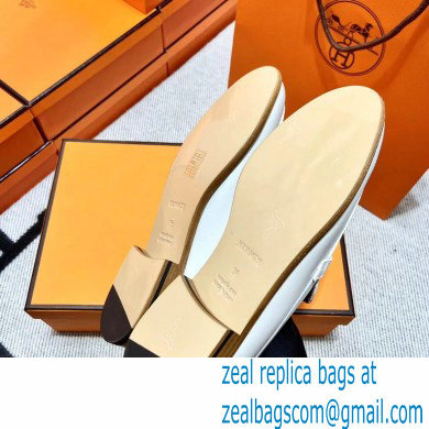 Hermes Leather kelly Loafers WHITE