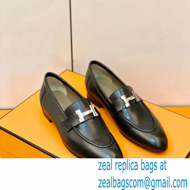 Hermes Leather royal Loafers Black/gray - Click Image to Close