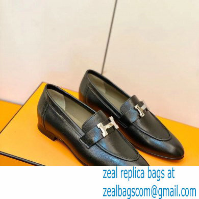 Hermes Leather royal Loafers Black/gray