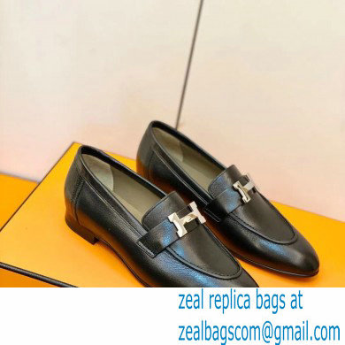 Hermes Leather royal Loafers Black/gray - Click Image to Close