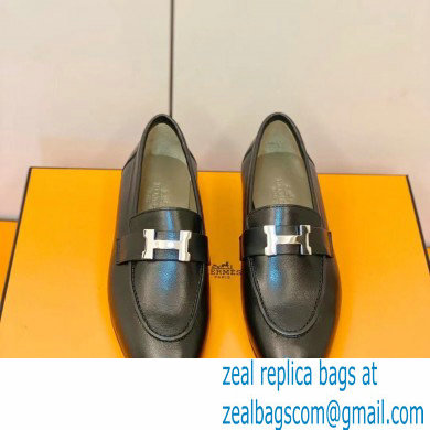 Hermes Leather royal Loafers Black/gray - Click Image to Close