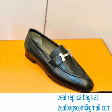 Hermes Leather royal Loafers Black/gray - Click Image to Close