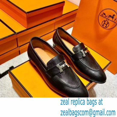 Hermes Leather royal Loafers Black/orange - Click Image to Close