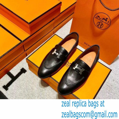 Hermes Leather royal Loafers Black/orange - Click Image to Close