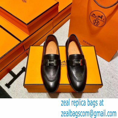 Hermes Leather royal Loafers Black/orange - Click Image to Close