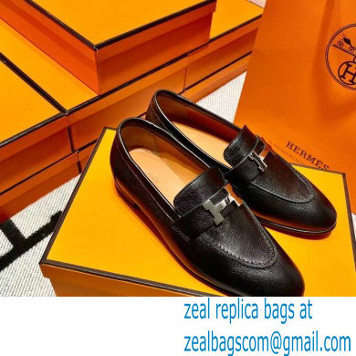 Hermes Leather royal Loafers Black/orange - Click Image to Close