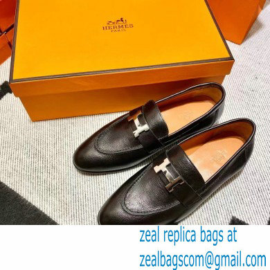 Hermes Leather royal Loafers Black/orange - Click Image to Close