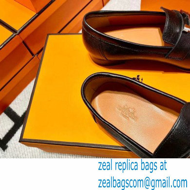 Hermes Leather royal Loafers Black/orange