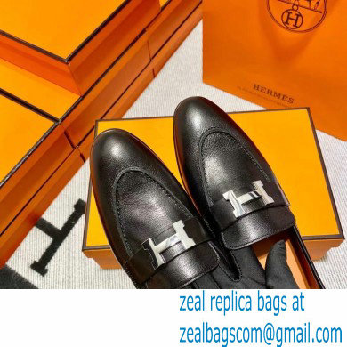 Hermes Leather royal Loafers Black/orange
