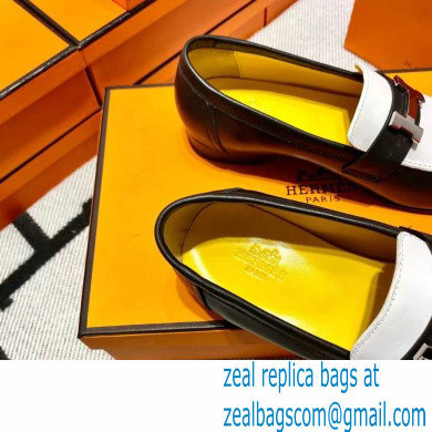 Hermes Leather royal Loafers Black/white/yellow - Click Image to Close