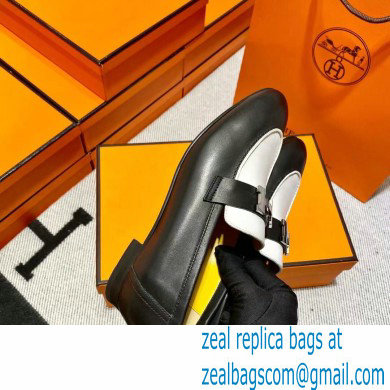 Hermes Leather royal Loafers Black/white/yellow - Click Image to Close