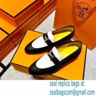 Hermes Leather royal Loafers Black/white/yellow - Click Image to Close