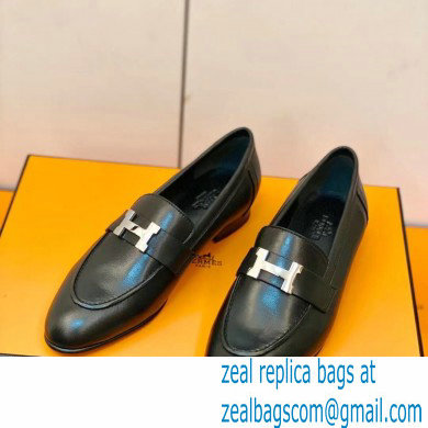 Hermes Leather royal Loafers Black