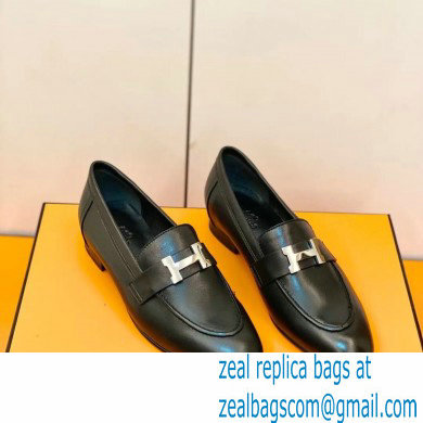 Hermes Leather royal Loafers Black - Click Image to Close