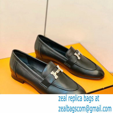 Hermes Leather royal Loafers Black - Click Image to Close