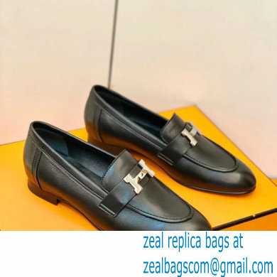 Hermes Leather royal Loafers Black