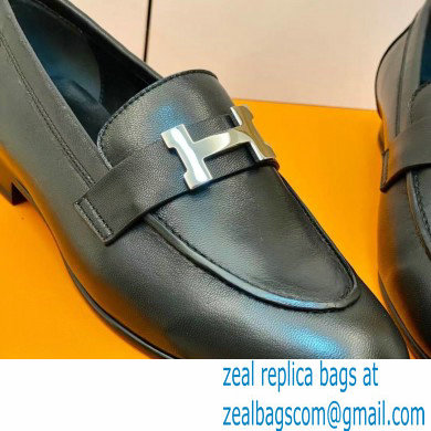 Hermes Leather royal Loafers Black