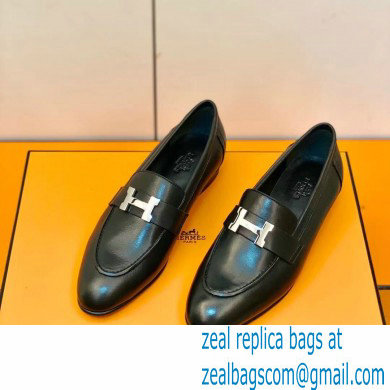 Hermes Leather royal Loafers Black - Click Image to Close