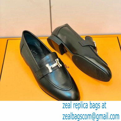 Hermes Leather royal Loafers Black - Click Image to Close